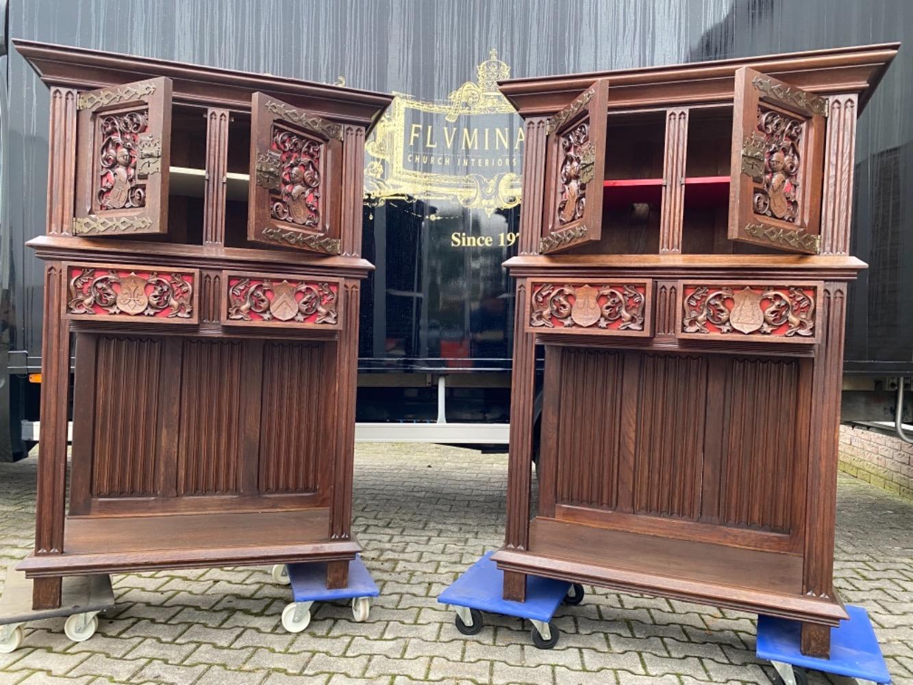 Pair Gothic - Style Cabinets