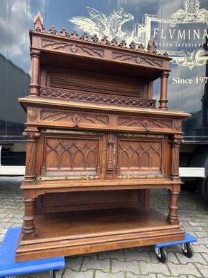 Cabinets style Gothic - style en Walnut wood / Glass / Marble, Paris - France 19 th century ( Anno 1890 )