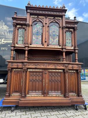 Cabinets style Gothic - style en Walnut wood / Glass / Marble, Paris - France 19 th century ( Anno 1890 )