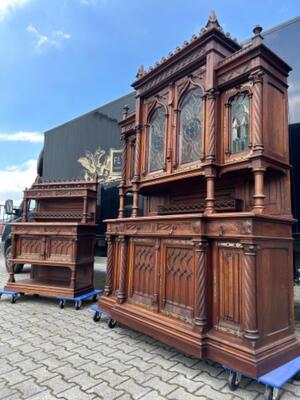 Cabinets style Gothic - style en Walnut wood / Glass / Marble, Paris - France 19 th century ( Anno 1890 )
