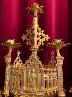 Candelabra style Gothic - style en Bronze / Polished and Varnished, France 19 th century