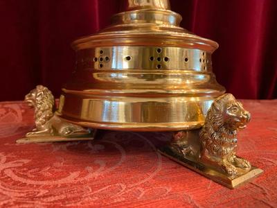 Candle Holders  style Gothic - style en Brass / Bronze / Polished and Varnished, Belgium  19 th century ( Anno 1875 )