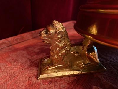 Candle Holders  style Gothic - style en Brass / Bronze / Polished and Varnished, Belgium  19 th century ( Anno 1875 )