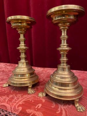 Candle Holders style Gothic - Style en Bronze , Belgium  19 th century ( Anno 1865 )