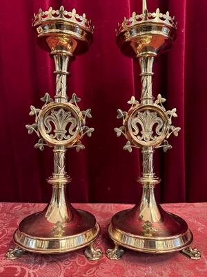 Candle Holders style Gothic - Style en Bronze / Bronze, Belgium  19 th century ( Anno 1895 )