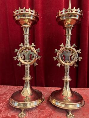 Candle Holders style Gothic - Style en Bronze / Bronze, Belgium  19 th century ( Anno 1895 )