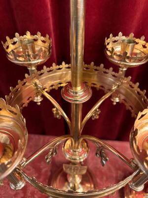 Candle Holders style Gothic - Style en Brass / Bronze / Polished and Varnished, Belgium  19 th century ( Anno 1885 )