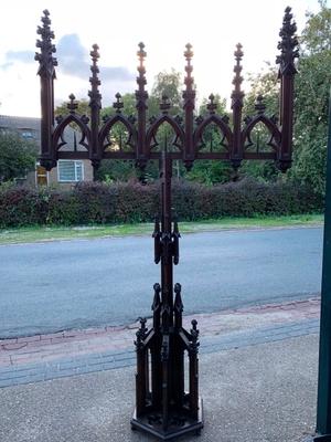 Candle Holders style Gothic - style en Oak wood, Belgium 19th century ( anno 1850 )