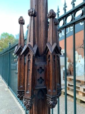 Candle Holders style Gothic - style en Oak wood, Belgium 19th century ( anno 1850 )