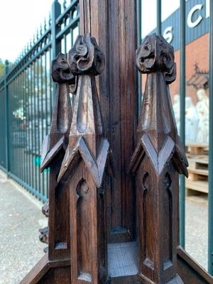 Candle Holders style Gothic - style en Oak wood, Belgium 19th century ( anno 1850 )