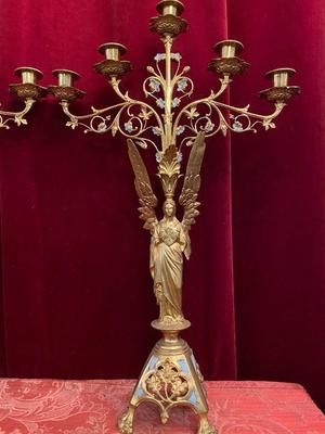 Candle Holders style Gothic - style en Bronze / Gilt, France 19 th century ( Anno 1875 )