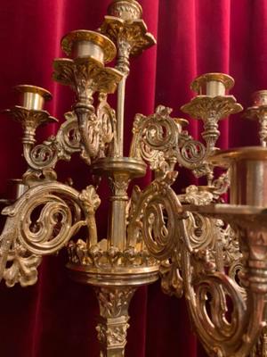 Candle Holders  style Gothic - style en Full Bronze Polished and Varnished, France 19 th century ( Anno 1865 )