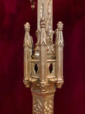 Candle Holders  style Gothic - style en Full Bronze Polished and Varnished, France 19 th century ( Anno 1865 )