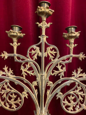 Candle Holders style Gothic - style en Bronze, Belgium  19 th century ( Anno 1890 )