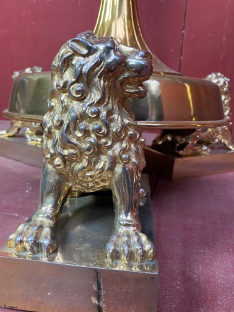 Pair Gothic - style Candle Holders By Bourdon