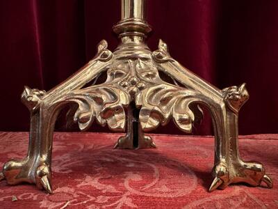 Candle Holders Measures Without Pin style Gothic - Style en Bronze Gilt, Belgium  19 th century ( Anno 1885 )