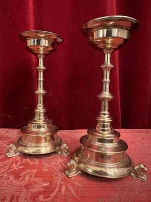 Candle Holders Measures Without Pin style Gothic - Style en Bronze, Belgium  19 th century ( Anno 1865 )