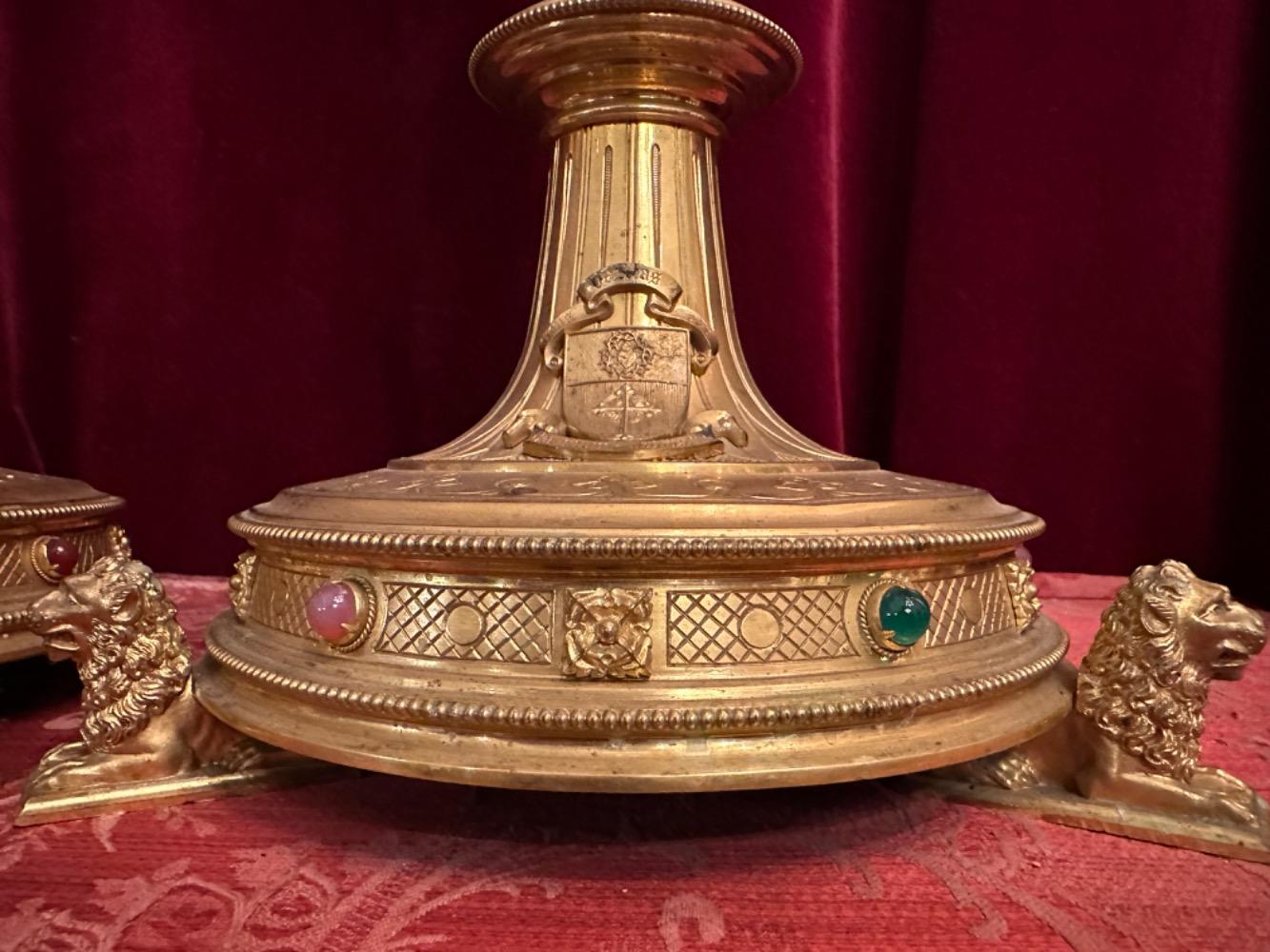 Pair Gothic - Style Candle Holders Measures Without Pin