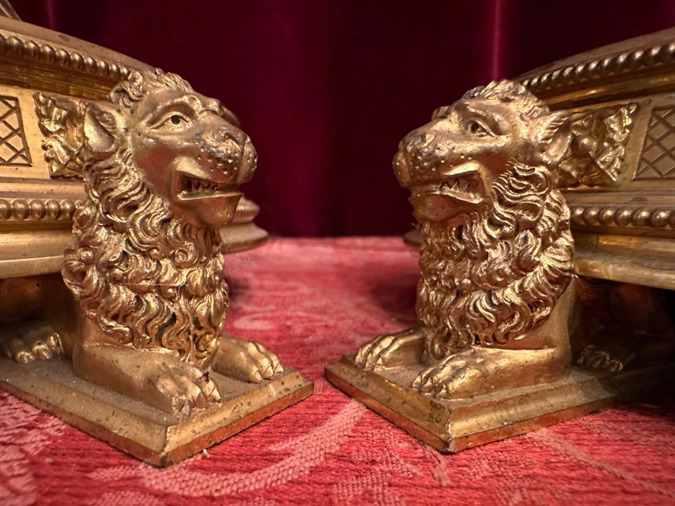 Pair Gothic - Style Candle Holders Measures Without Pin