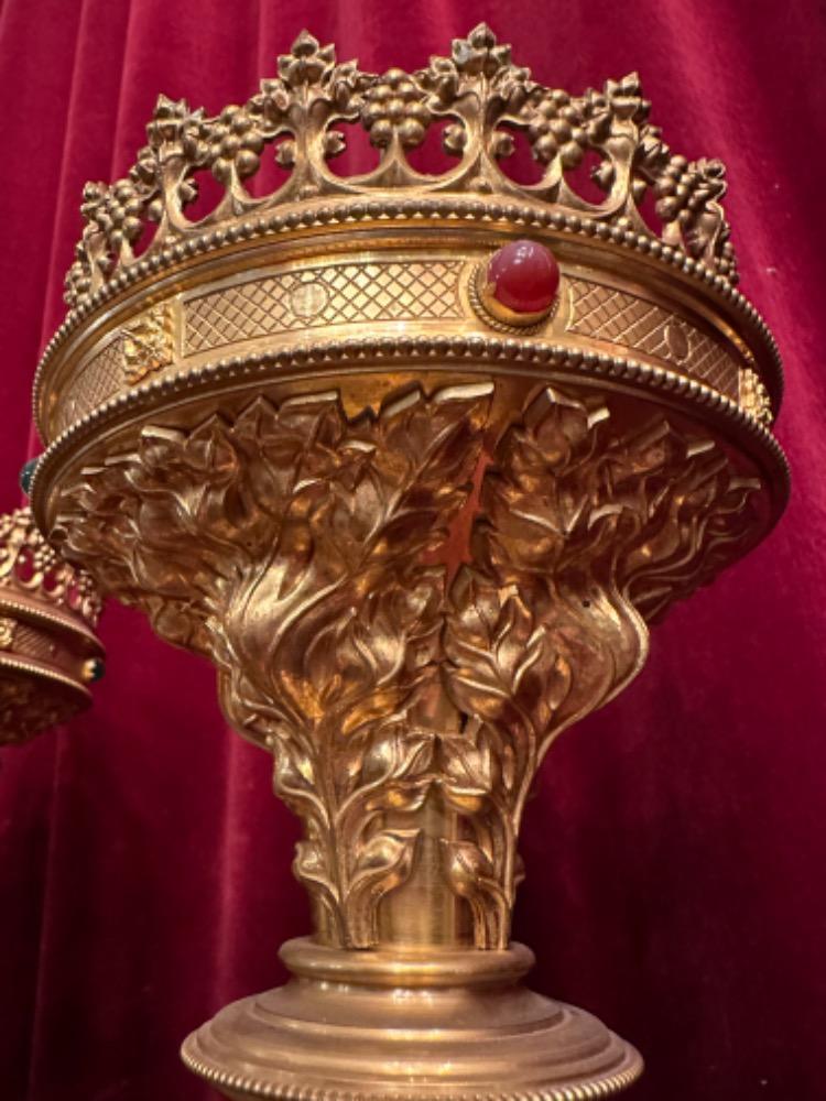 Pair Gothic - Style Candle Holders Measures Without Pin