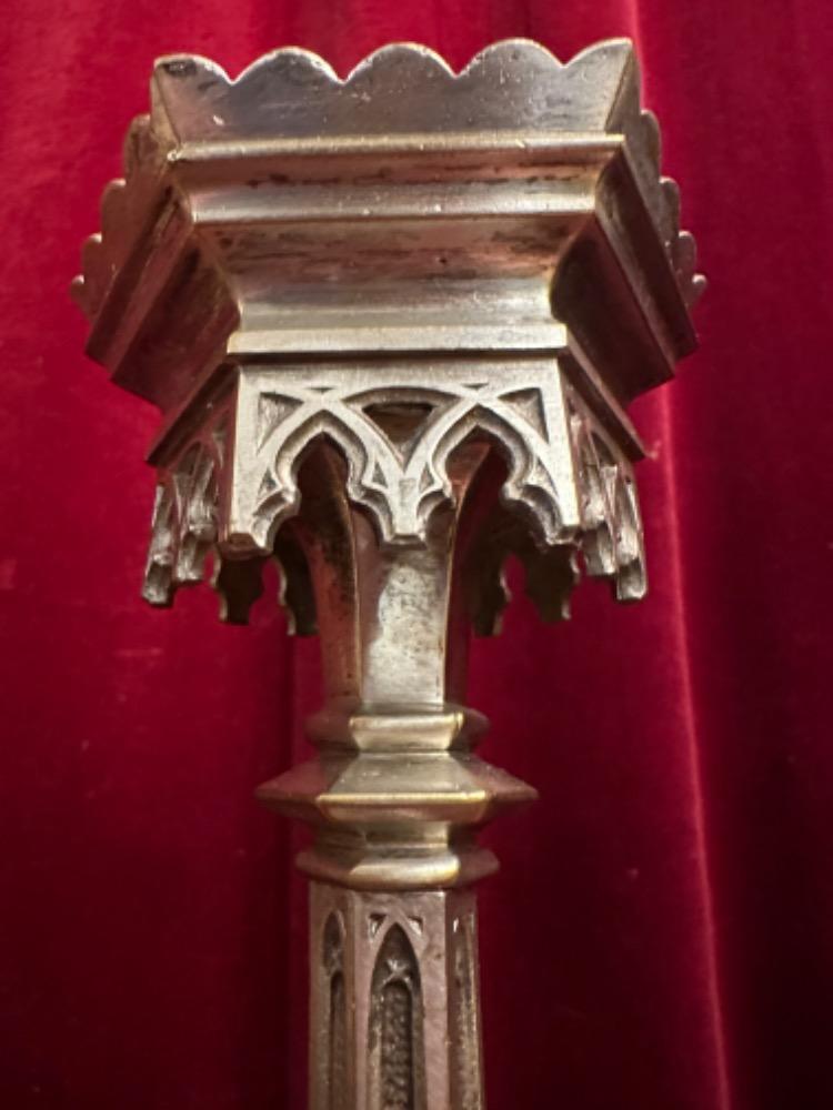 Pair Gothic - Style Candle Holders Measures Without Pin