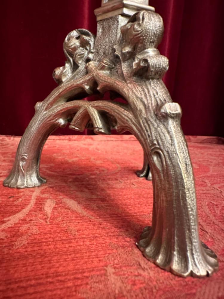 Pair Gothic - Style Candle Holders Measures Without Pin