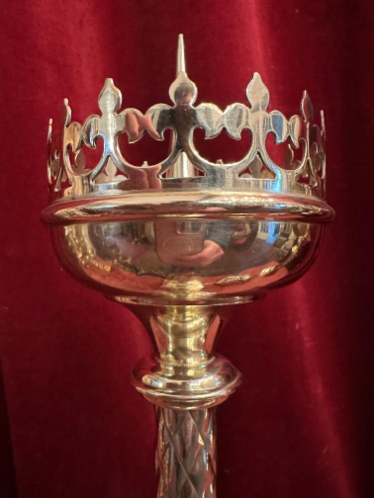 Pair Gothic - Style Candle Holders Measures Without Pin