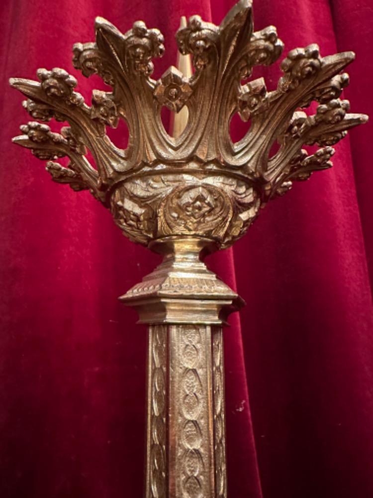 Pair Gothic - Style Candle Holders Measures Without Pin