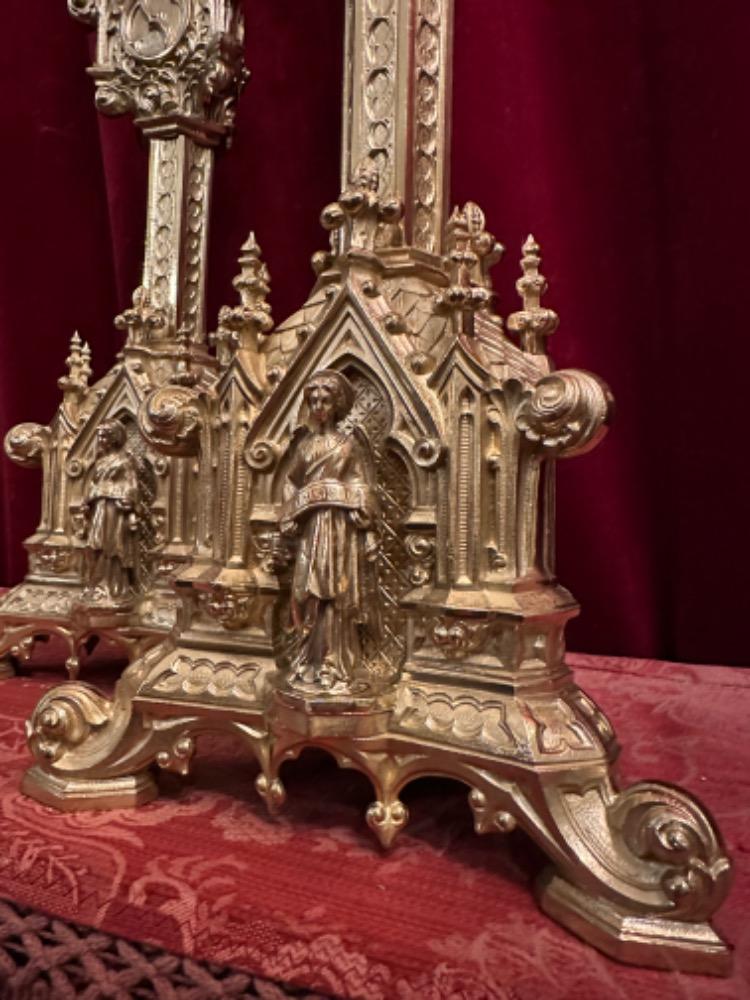 Pair Gothic - Style Candle Holders Measures Without Pin