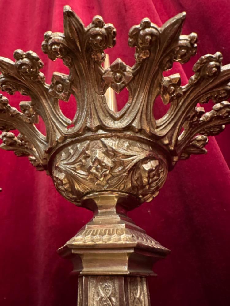 Pair Gothic - Style Candle Holders Measures Without Pin