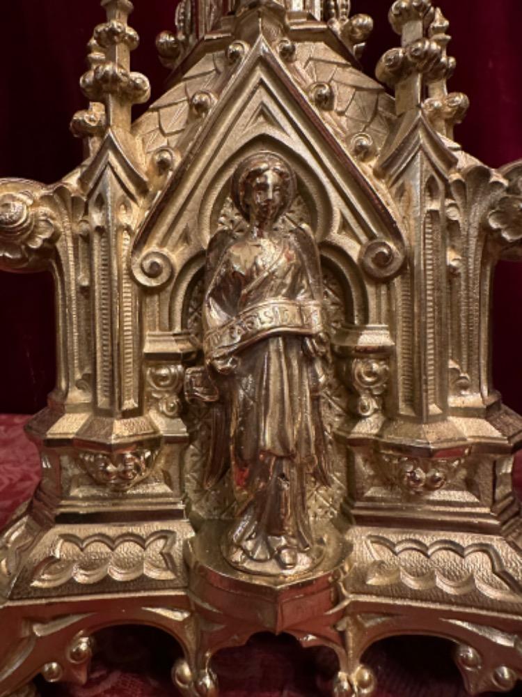 Pair Gothic - Style Candle Holders Measures Without Pin