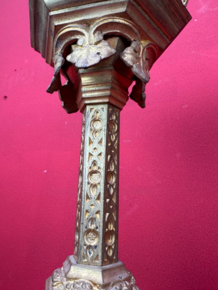 Pair Gothic - Style Candle Holders Measures Without Pin