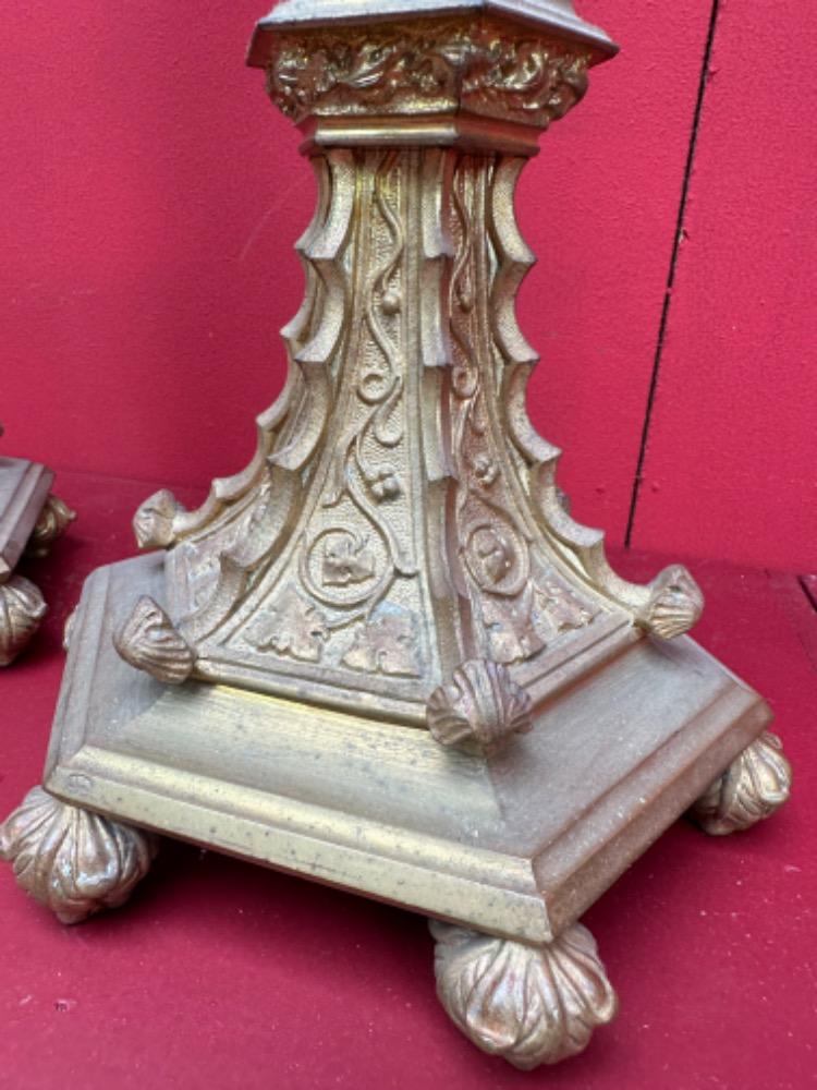 Pair Gothic - Style Candle Holders Measures Without Pin