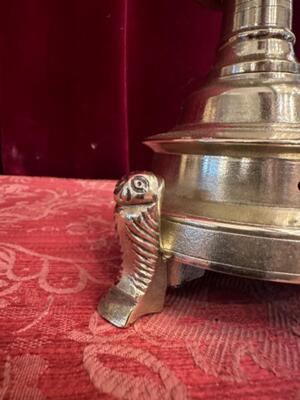 Candle Holders Measures Without Pin style Gothic - Style en Bronze Gilt, Belgium  19 th century ( Anno 1865 )