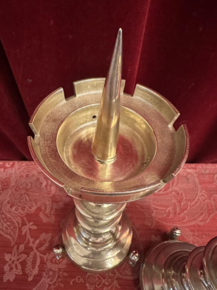 Pair Gothic - Style Candle Holders Measures Without Pin