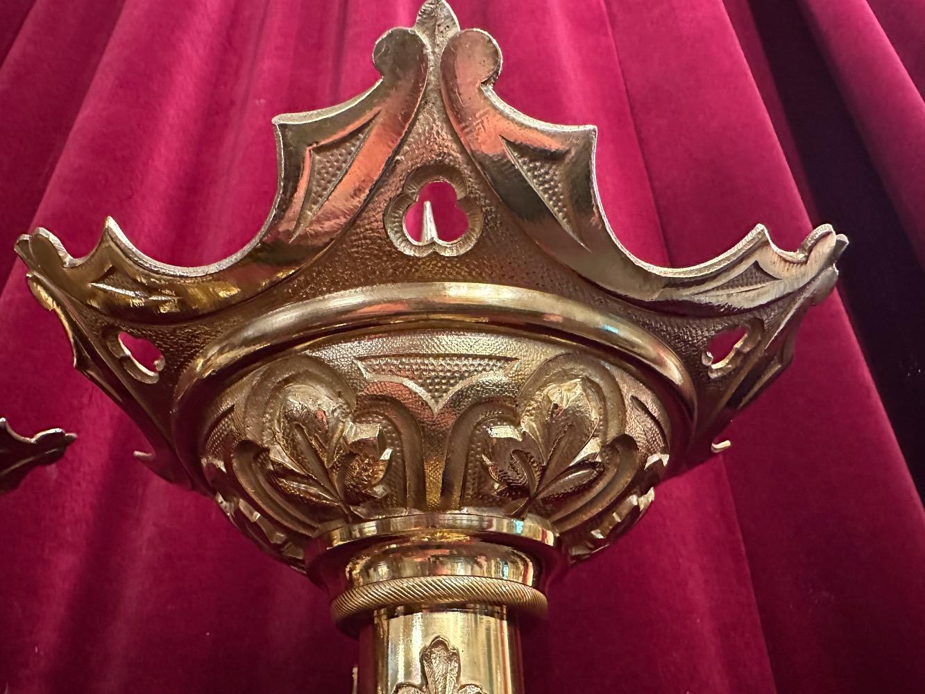 Pair Gothic - Style Candle Holders Measures Without Pin