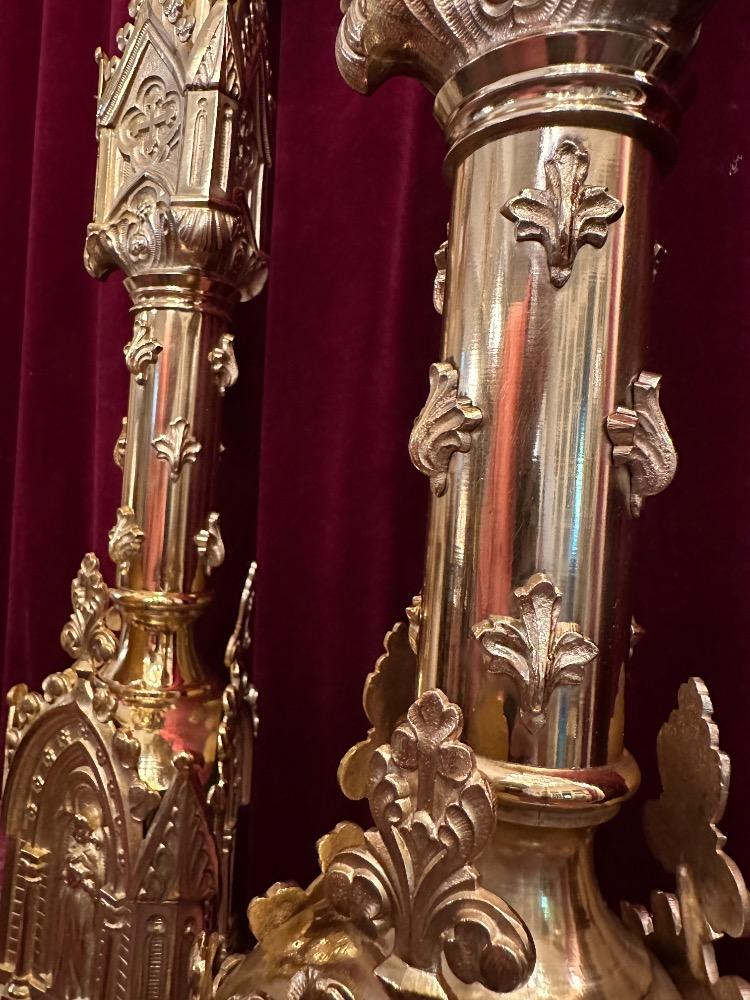 Pair Gothic - Style Candle Holders Measures Without Pin