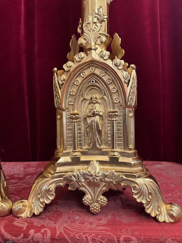 Pair Gothic - Style Candle Holders Measures Without Pin