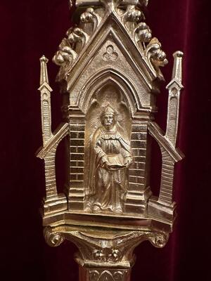 Candle Holders Measures Without Pin style Gothic - Style en Bronze / Polished and Varnished, France 19 th century ( Anno 1885 )