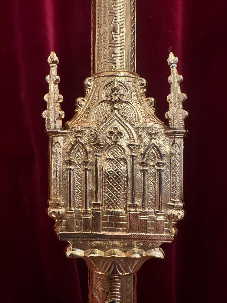 Pair Gothic - Style Candle Holders Measures Without Pin