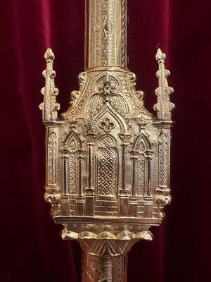 Pair Gothic - Style Candle Holders Measures Without Pin