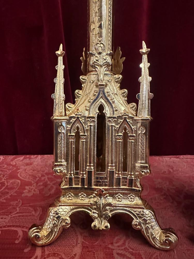 Pair Gothic - Style Candle Holders Measures Without Pin