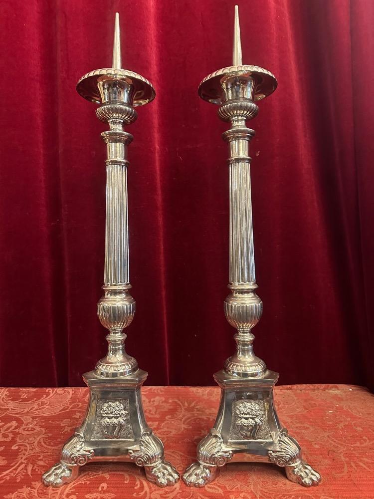 Pair Gothic - Style Candle Holders Measures Without Pin