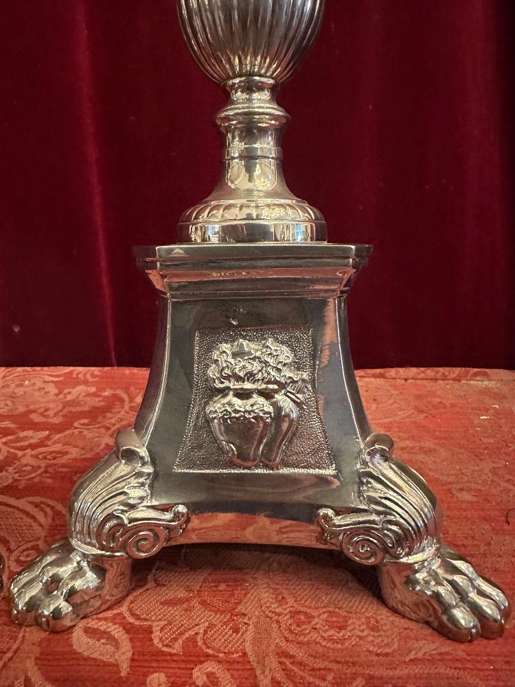 Pair Gothic - Style Candle Holders Measures Without Pin