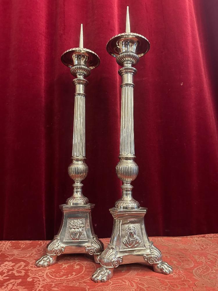 Pair Gothic - Style Candle Holders Measures Without Pin