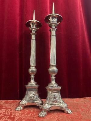 Pair Gothic - Style Candle Holders Measures Without Pin