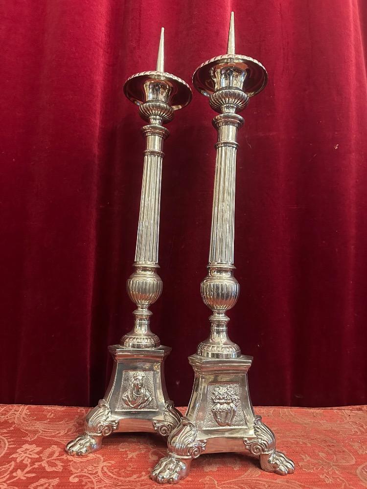 Pair Gothic - Style Candle Holders Measures Without Pin