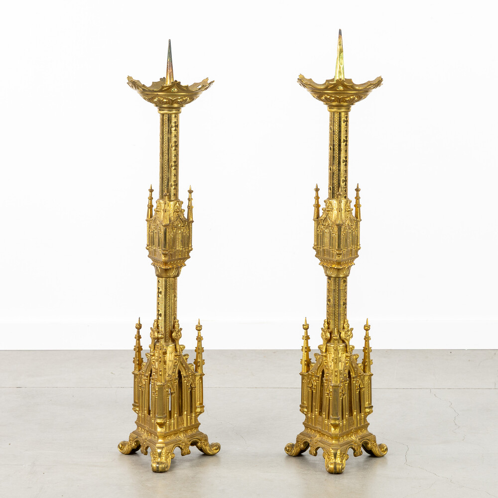 Pair  Gothic - Style Candle Holders Measures Without Pin