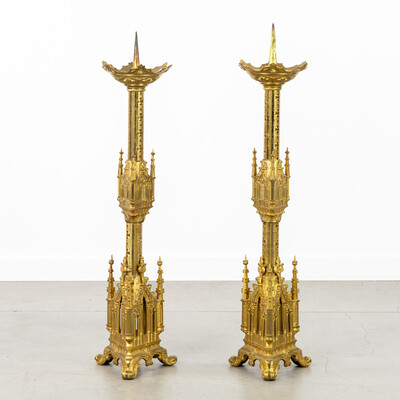 Pair  Gothic - Style Candle Holders Measures Without Pin