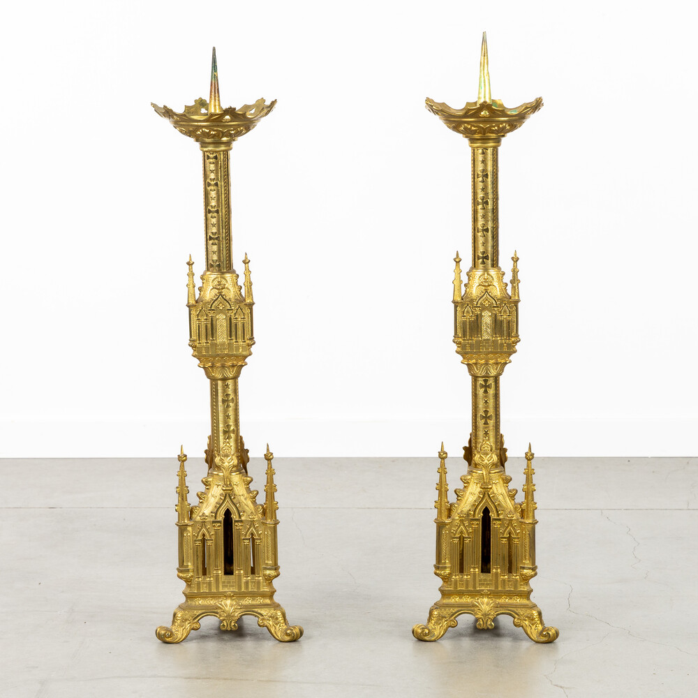 Pair  Gothic - Style Candle Holders Measures Without Pin